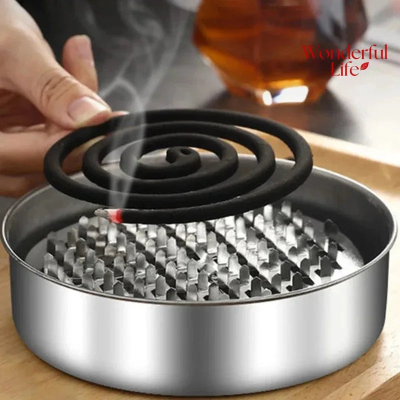 Mosquito Coil Holder with Lid – Metal Incense Burner Tray for Outdoor & Indoor Use (Ash Catcher + Safe Cover)