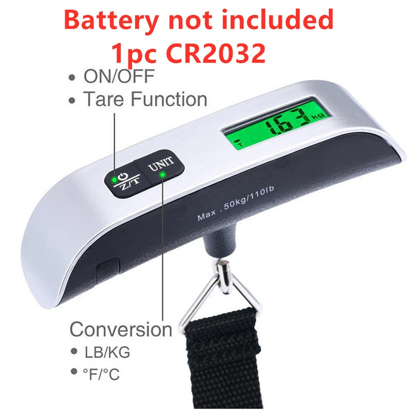 Portable Digital Luggage Scale – 110lb/50kg Electronic Hanging Suitcase Travel Weight Tool with LCD Display