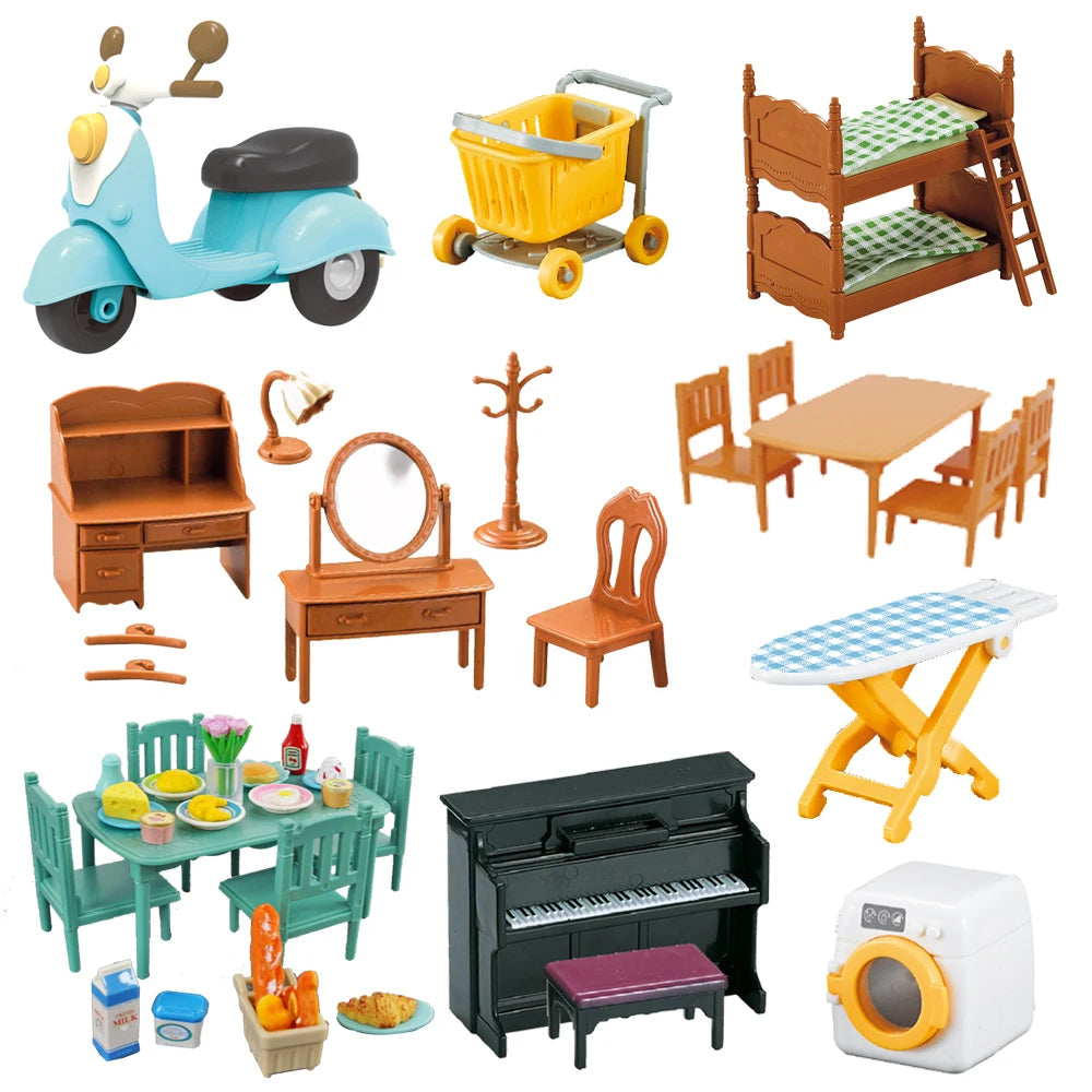 1:12 Miniature Dollhouse Furniture – Forest Family Kitchen & Dining Accessories, Pretend Play Toys for Girls