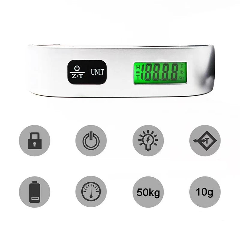 Portable Digital Luggage Scale – 110lb/50kg Electronic Hanging Suitcase Travel Weight Tool with LCD Display