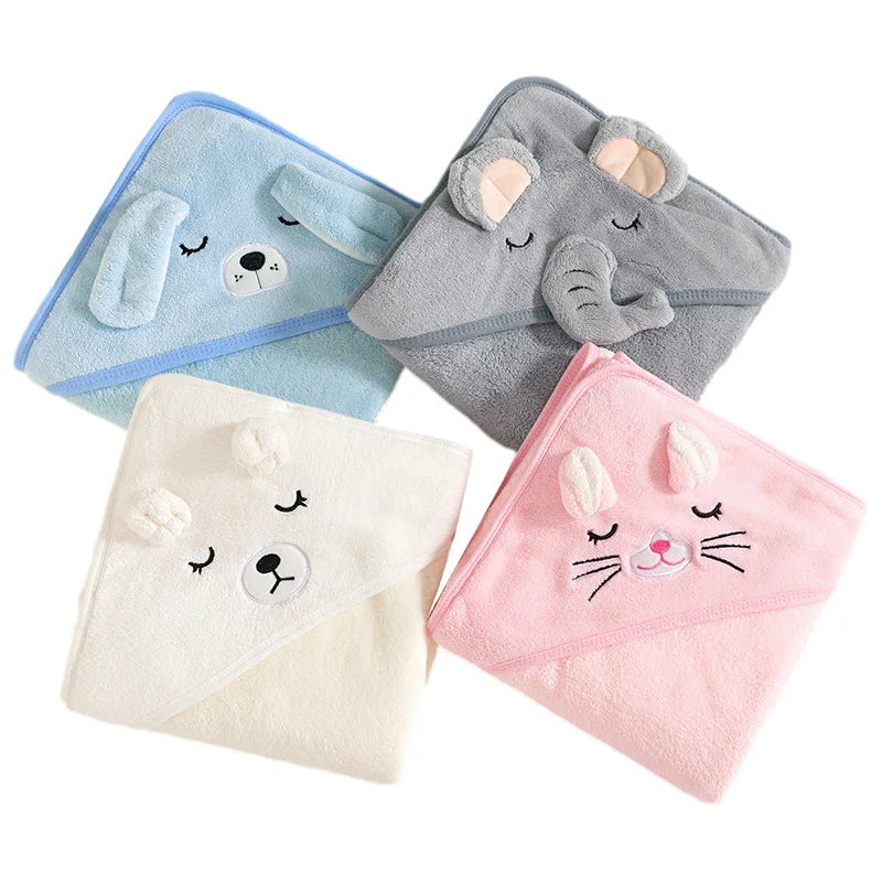 Cartoon Animal Baby Hooded Towel – Soft Swaddle Blanket for Newborns & Toddlers