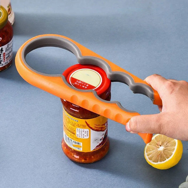 4-in-1 Jar & Bottle Opener Tool | Easy Grip Lid Opener, Can Opener & Kitchen Helper | Must-Have for Easy Opening
