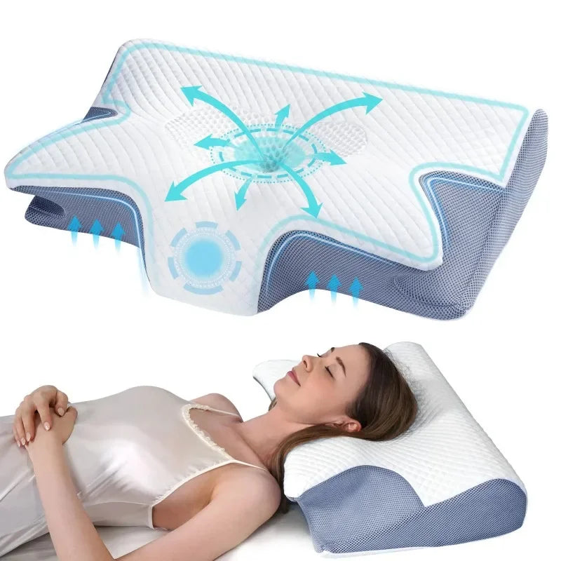 Butterfly Memory Foam Pillow for Neck Support | Contoured Cervical Pillow for Better Sleep & Neck Pain Relief