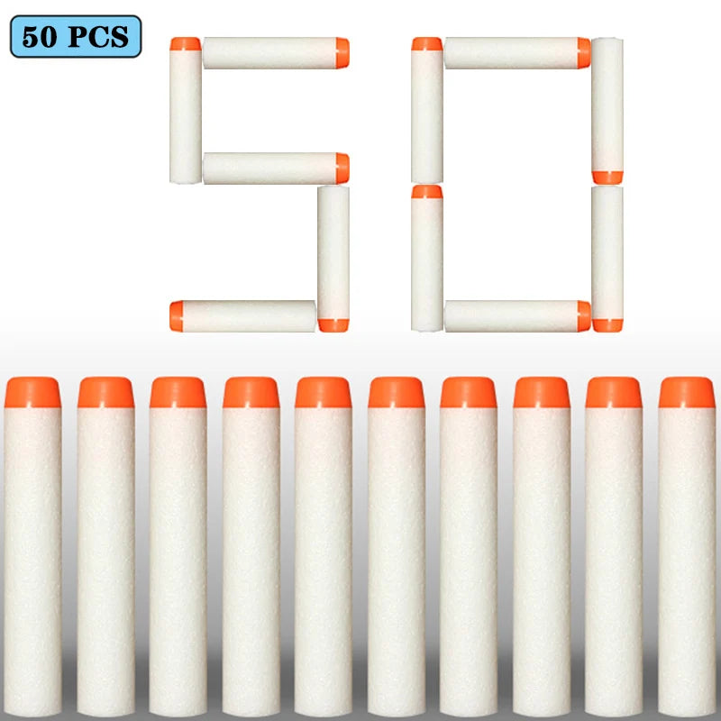 Nerf-Compatible Foam Dart Refills (50/100 Pack) | Soft, Safe Replacement Bullets for N-Strike Blasters