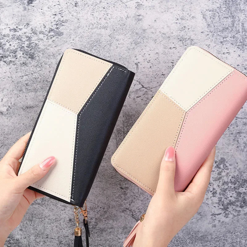Fashion Zipper Wallet for Women – Long PU Leather Purse, Coin & Card Holder, Stylish Billfold