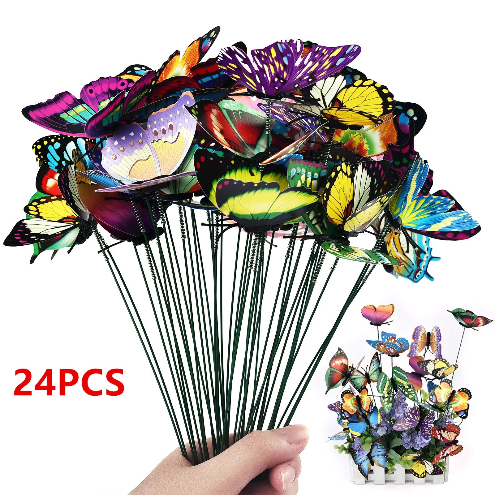 Butterfly Garden Stakes (24PCS Set) – Colorful 3D Butterfly Decor for Plants, Pots, Yard & Outdoor Spaces