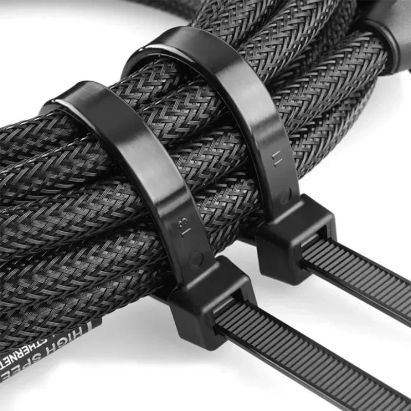 100PCS Nylon Cable Zip Ties – Self-Locking Fastening Straps (Black/White)