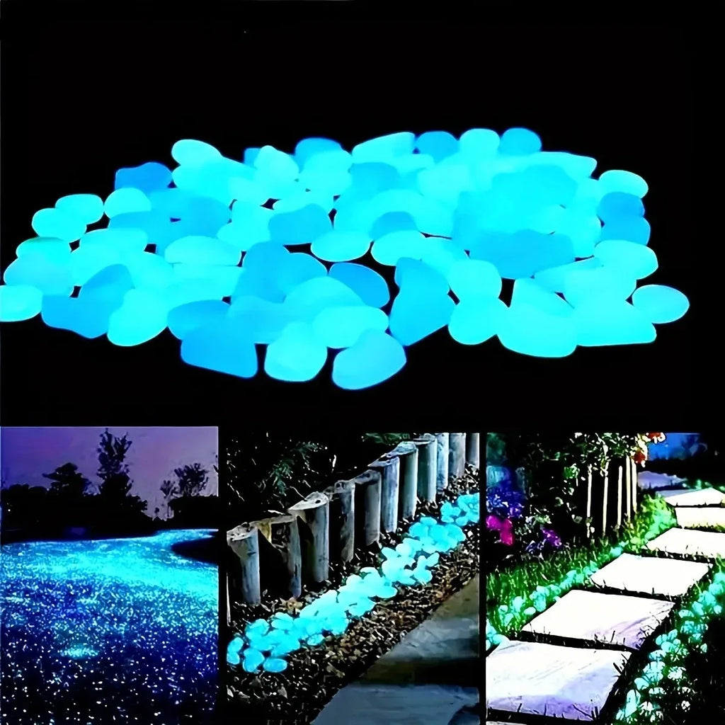 Glow in the Dark Garden Pebbles (100PCS) – Luminous Stones for Walkways, Planters, Patio & Aquarium Decor