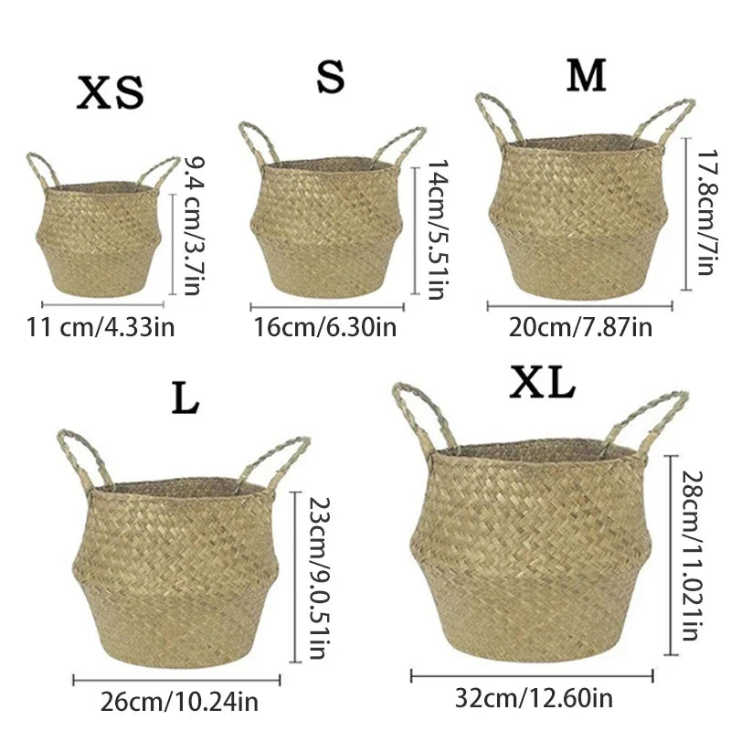 Handmade Straw Weaving Plant Pot Basket – Indoor & Outdoor Decorative Planter Container