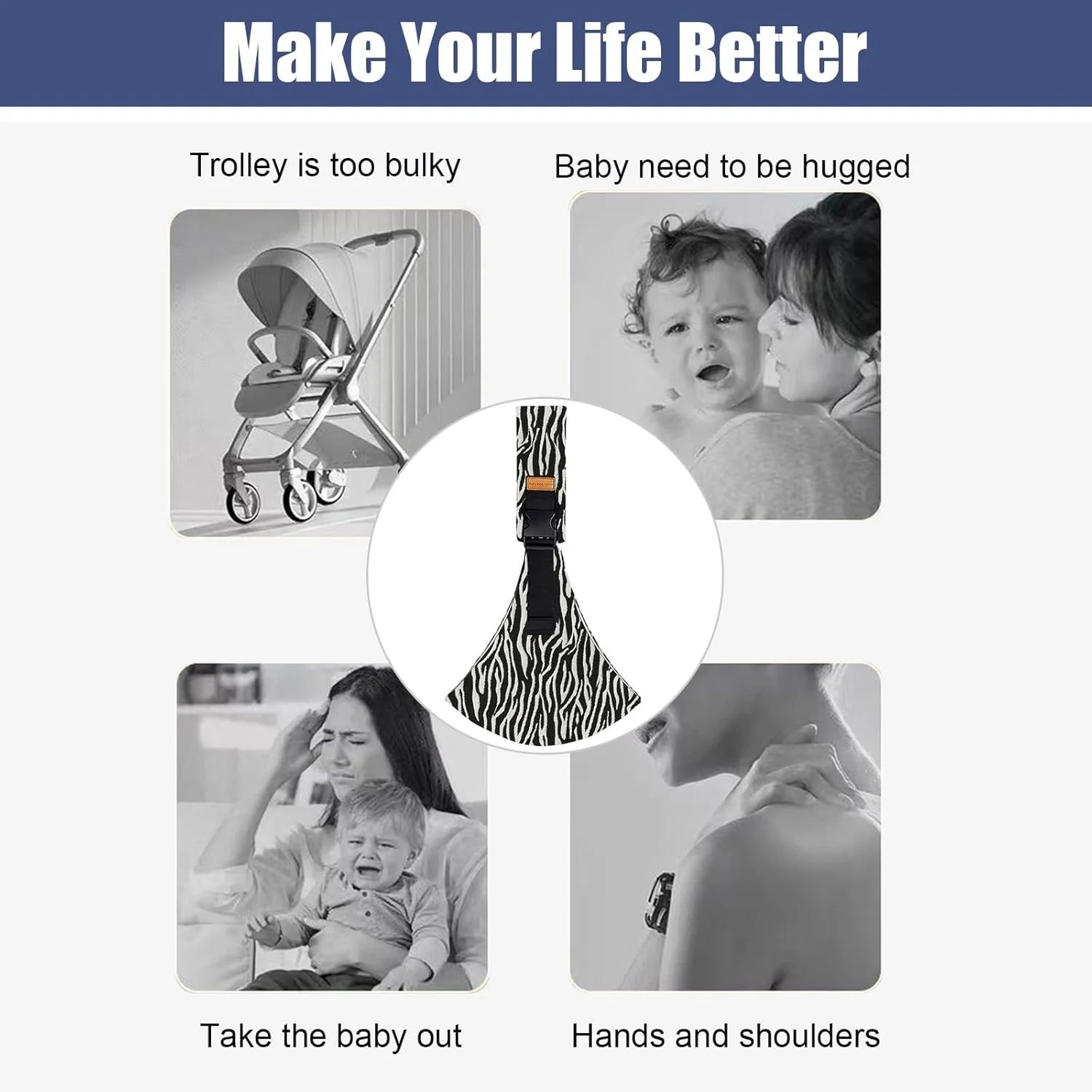 Portable Baby Carrier Sling – Adjustable Cotton Wrap for Infants & Toddlers (Up to 20kg)