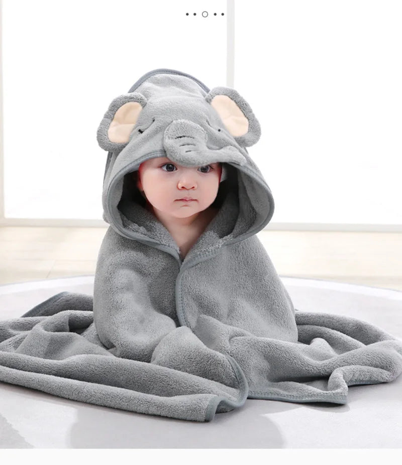Cartoon Animal Baby Hooded Towel – Soft Swaddle Blanket for Newborns & Toddlers