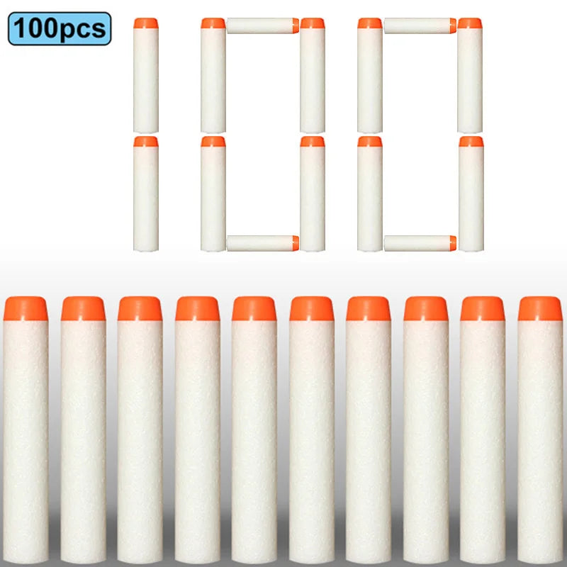 Nerf-Compatible Foam Dart Refills (50/100 Pack) | Soft, Safe Replacement Bullets for N-Strike Blasters