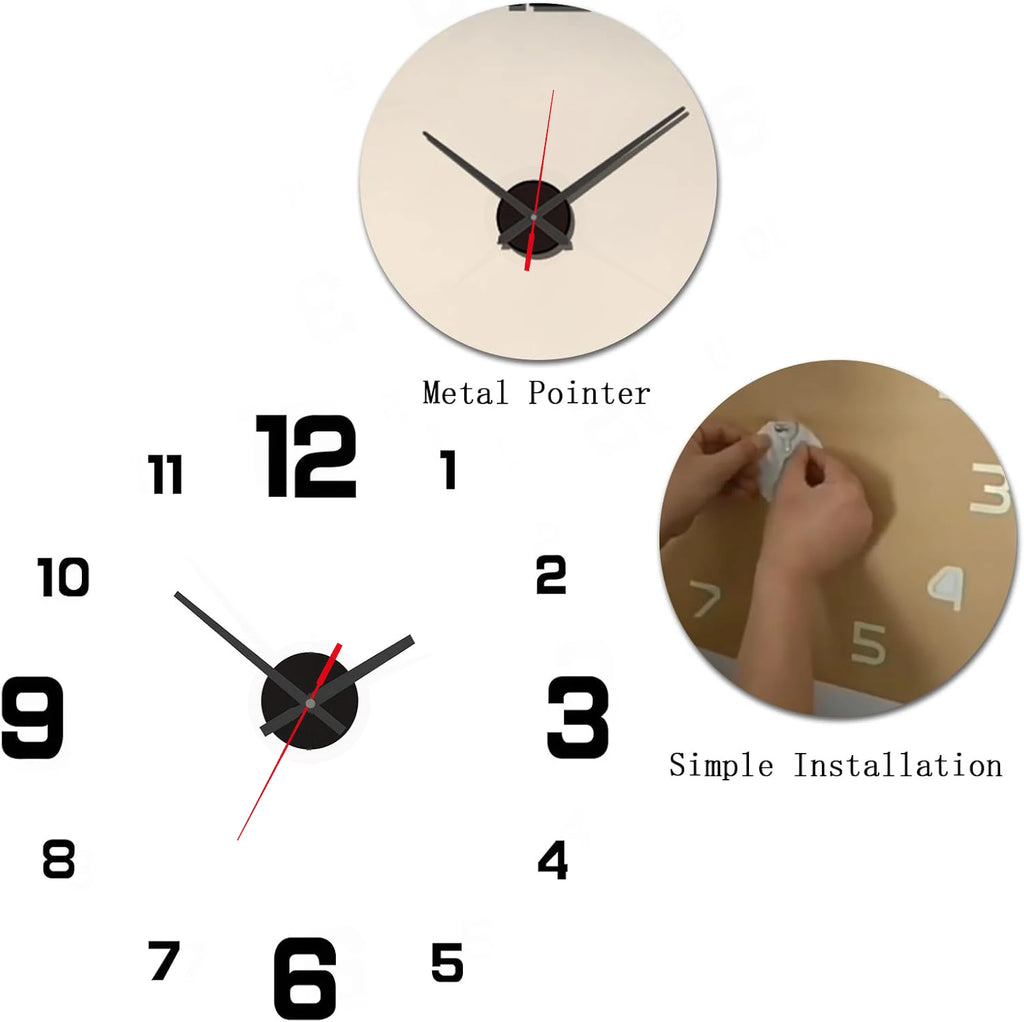 DIY 3D Frameless Wall Clock | Modern Minimalist Silent Wall Decor for Living Room, Office & Bedroom