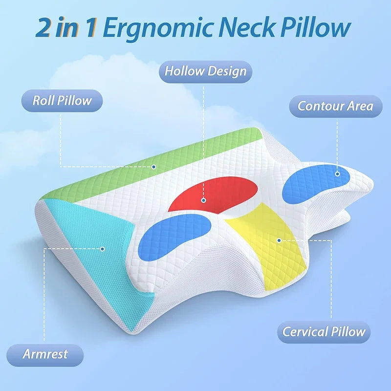 Butterfly Memory Foam Pillow for Neck Support | Contoured Cervical Pillow for Better Sleep & Neck Pain Relief