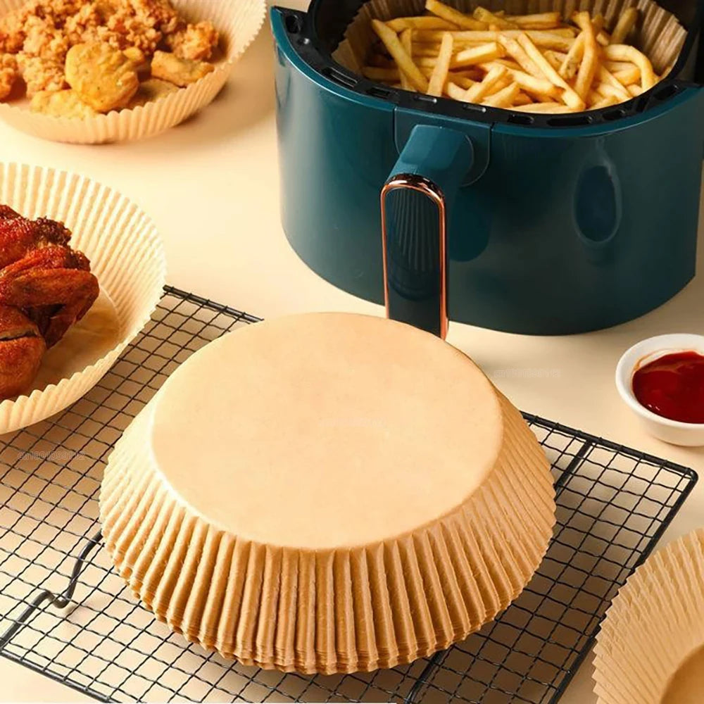 Air Fryer Disposable Paper Liners (50/100 Pack) | Non-Stick, No-Mess Cleanup for Easy Cooking