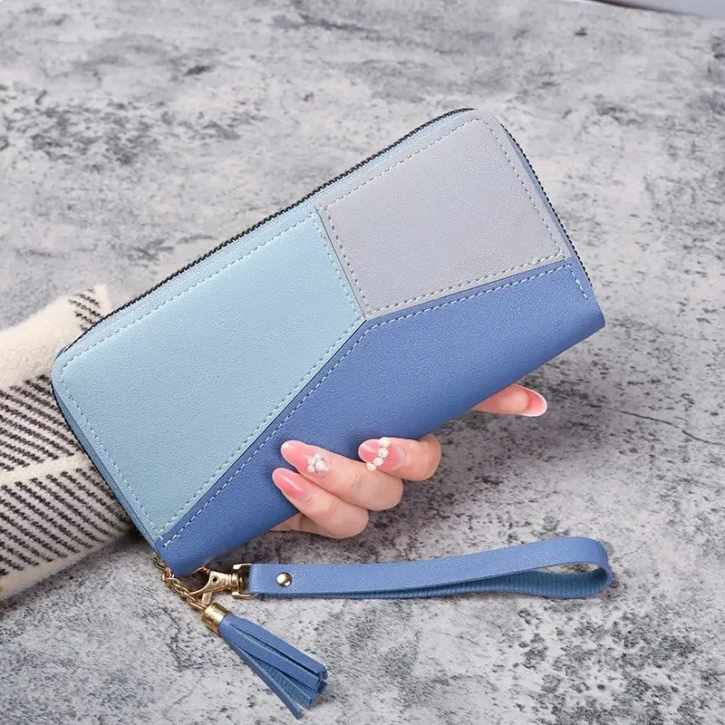 Fashion Zipper Wallet for Women – Long PU Leather Purse, Coin & Card Holder, Stylish Billfold