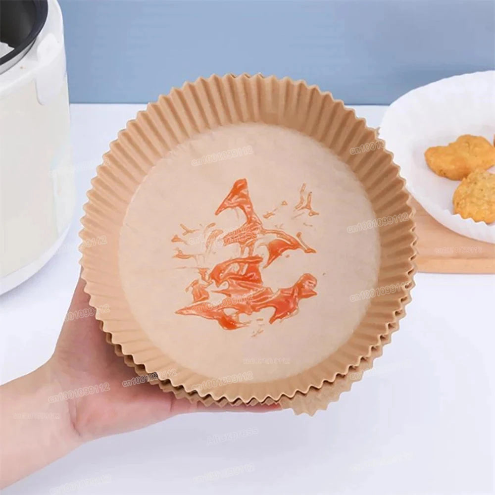 Air Fryer Disposable Paper Liners (50/100 Pack) | Non-Stick, No-Mess Cleanup for Easy Cooking
