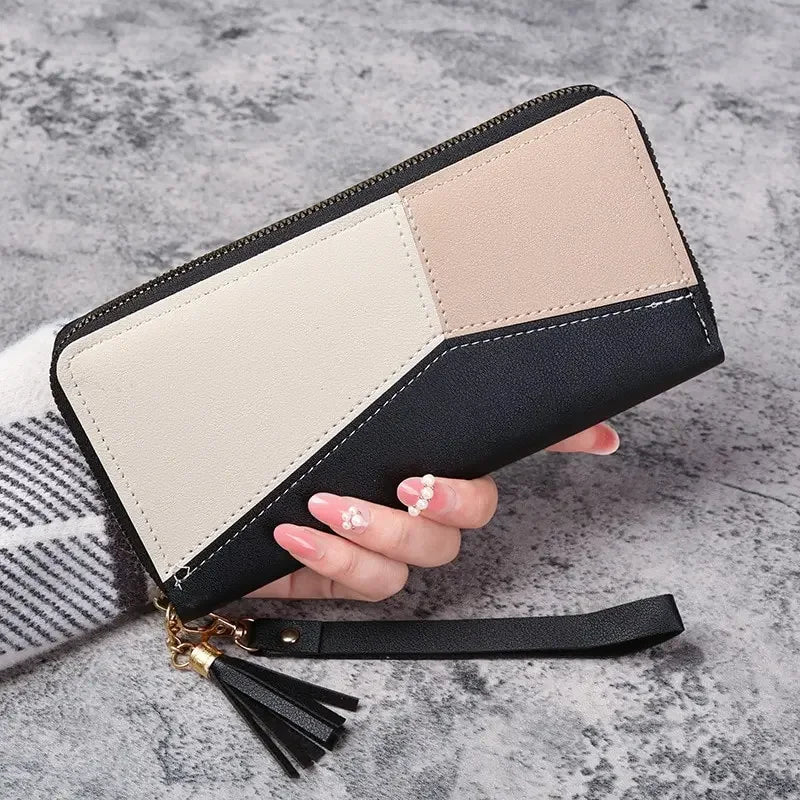 Fashion Zipper Wallet for Women – Long PU Leather Purse, Coin & Card Holder, Stylish Billfold