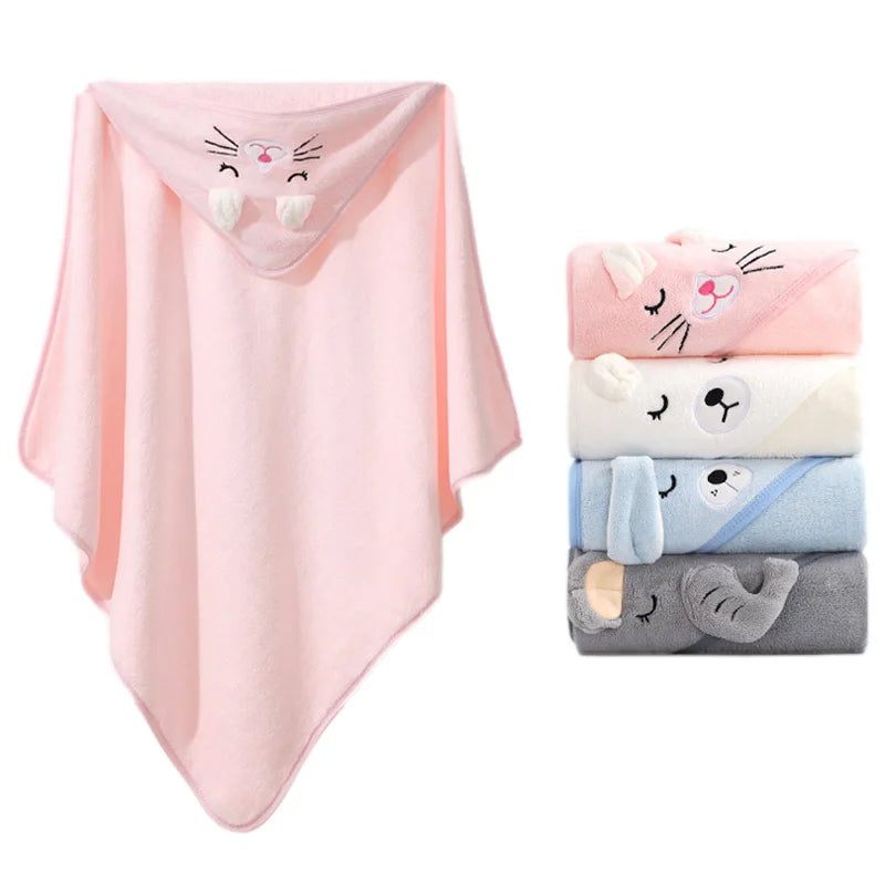 Cartoon Animal Baby Hooded Towel – Soft Swaddle Blanket for Newborns & Toddlers