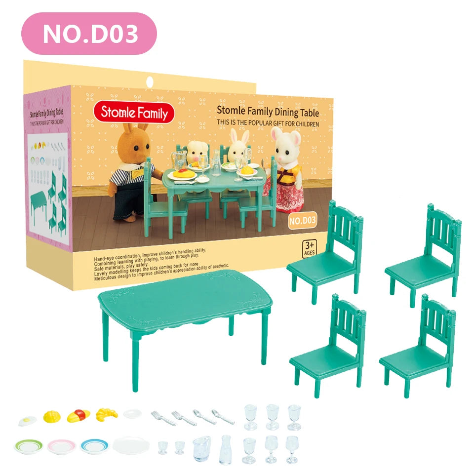 1:12 Miniature Dollhouse Furniture – Forest Family Kitchen & Dining Accessories, Pretend Play Toys for Girls