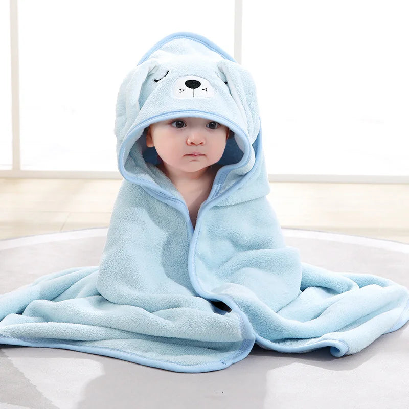 Cartoon Animal Baby Hooded Towel – Soft Swaddle Blanket for Newborns & Toddlers