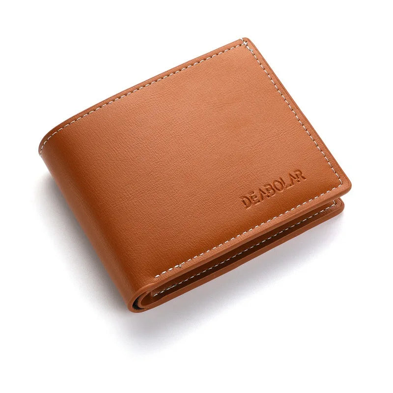 PU Leather Men’s Short Wallet – Thin Folding Credit Card Holder, Compact England Style