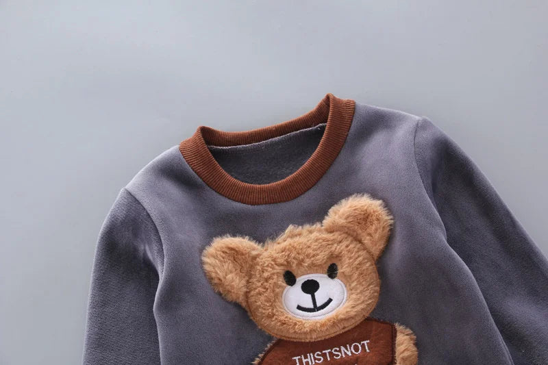Kids 3-Piece Bear Outfit Set – Cotton Warm Hoodie, Vest & Pants for Boys & Girls (0–4 Years)