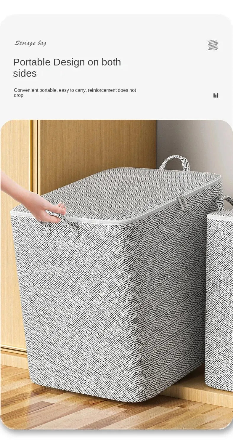 Large Capacity Household Storage Bag – Non-Woven Closet Organizer for Quilts, Clothes, and Toys