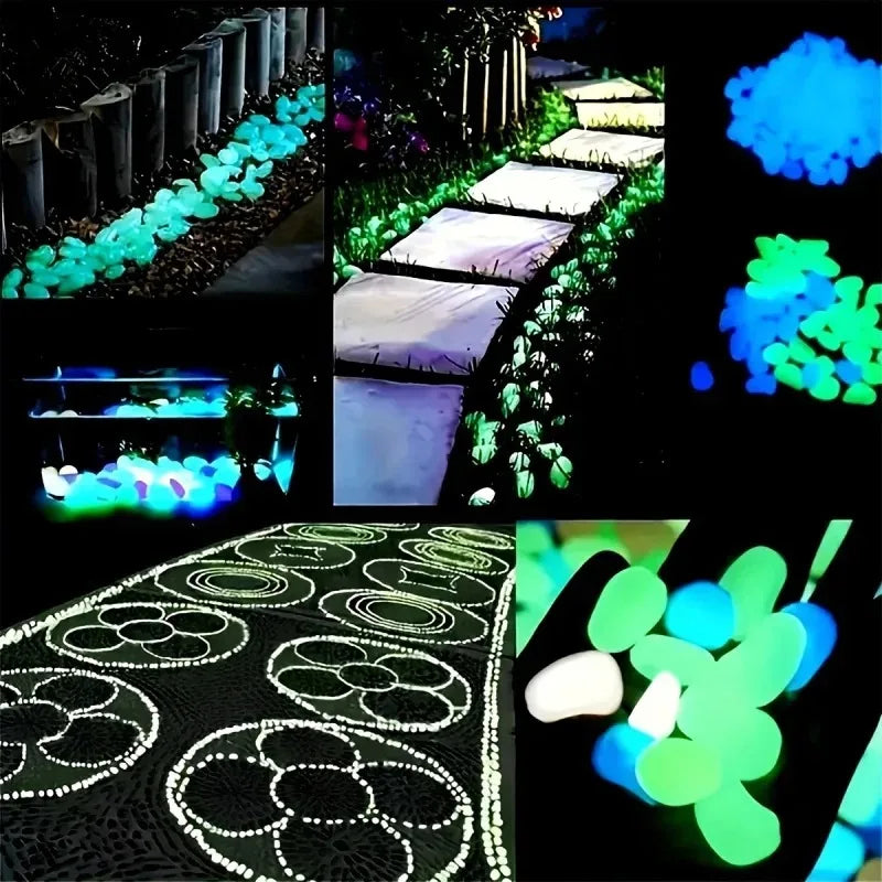Glow in the Dark Garden Pebbles (100PCS) – Luminous Stones for Walkways, Planters, Patio & Aquarium Decor