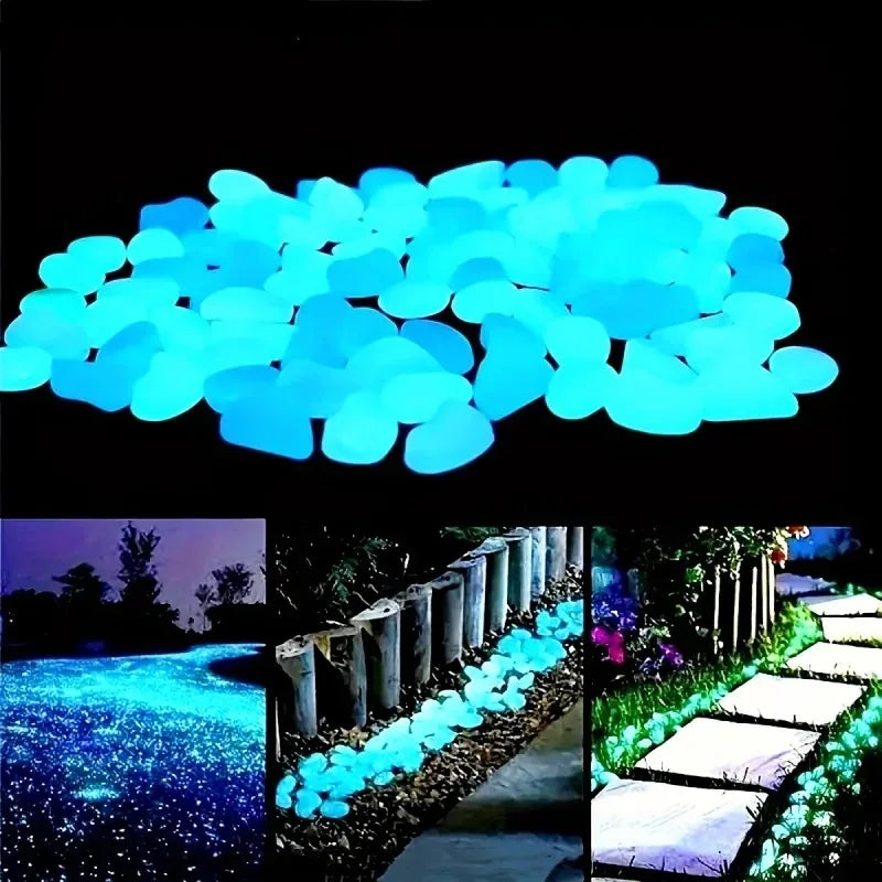 Glow in the Dark Garden Pebbles (100PCS) – Luminous Stones for Walkways, Planters, Patio & Aquarium Decor