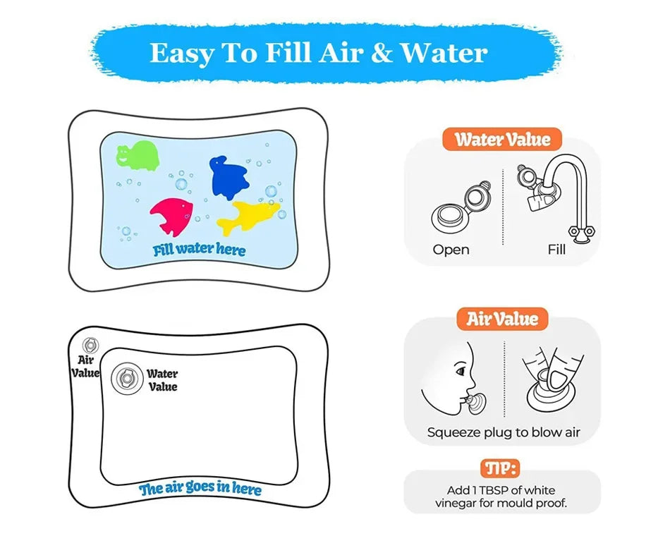 Baby Inflatable Water Play Mat – Tummy Time Cushion for Sensory Development & Early Learning