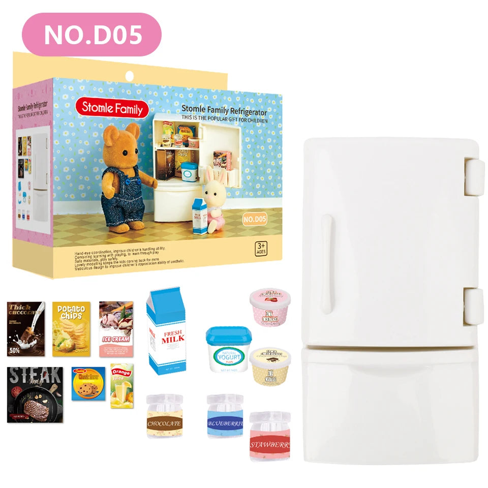 1:12 Miniature Dollhouse Furniture – Forest Family Kitchen & Dining Accessories, Pretend Play Toys for Girls
